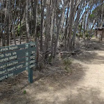 Signpost before toilet, Bournda Lagoon