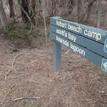 Signpost to Hobart Beach camping area