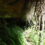 Passing under a rock overhang on Casuarina track