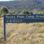 Welcome to Rocky Plain Camp ground sign on Hwy