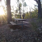 Picnic table in one of the camping areas