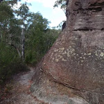 Beside large rock