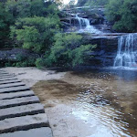 Queen's Cascades and crossing at the top of Wentworth Falls