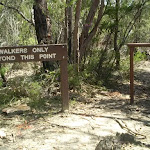 'Walkers only' sign on Wilkins Track