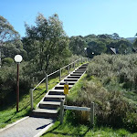 Heading up steps to Merrits Nature Track