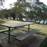 Picnic table at Three Mile Dam campsite