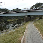 Track passing under rail bridge
