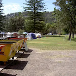 The Basin Campground Dumpsters. White posts to wharf