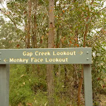 Sign showing Gap Creek Lookout and Monkey Face Lookout on Monkey Face road in the Watagans