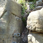 Metal pegs to help climb rock
