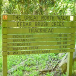 Cedar Brush Creek Trackhead sign
