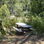 A small picnic table at Battery Causeway