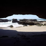 From the inside of a cave at Caves Beach