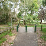 Intersection with timber posts on the Owens Walkway in Redhead