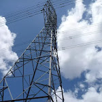 A few high tension power line towers near the trail