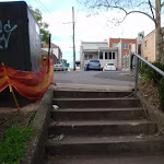Stairs up to the Pacific Highway and shops