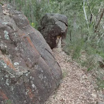 Track below rock outcrop